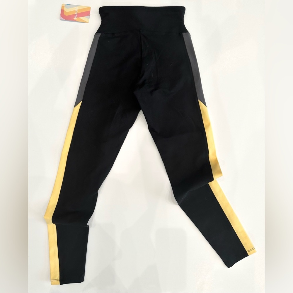 YUMMIE RACHEL SHAPING LEGGING WITH GRAY & YELLOW RACING STRIPE - COTTON STRETCH - Picture 5 of 9
